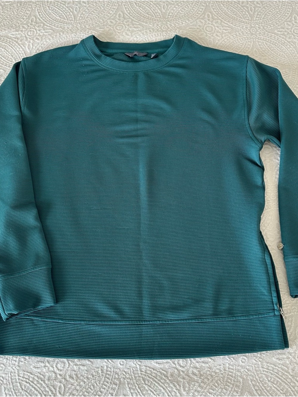 Ladies Danskin Athletic Long Sleeve Shirt Zipper Side Teal Green Small
